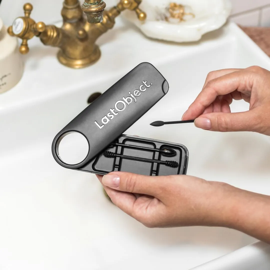 LastSwab® Reusable Cotton Swabs for Gentle & Eco-Friendly Beauty Routines - The Sustainable Alternative to Single-Use Q Tips - Zero Waste & Easy to Clean - Comes with a Travel Case Holder with Mirror