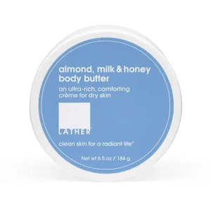 LATHER Body Butter - Almond, Milk & Honey Whipped Body Cream- Rich Daily Body Moisturizer for Deep Hydration - Nourishing & Non-Greasy for Long Lasting Moisture - Essential Oil Blend - 6.5 Oz