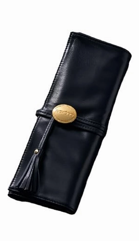 Leather Brushes Case - Black/Gold
