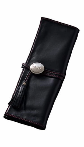 Leather Brushes Case - Black/Sliver