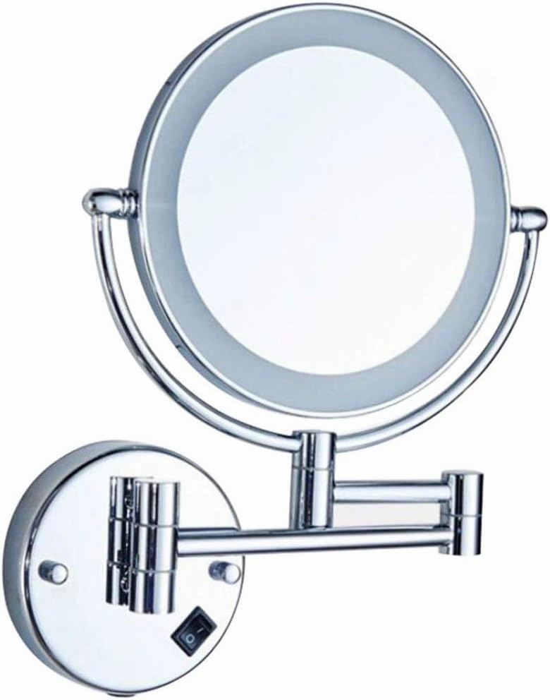 LED Makeup Vanity Mirror,3X Magnification Bathroom Mirror Two-Sided Wall Mounted Beauty Mirror 360° Swivel Extendable Cosmetic Mirror,Silver (Silver H