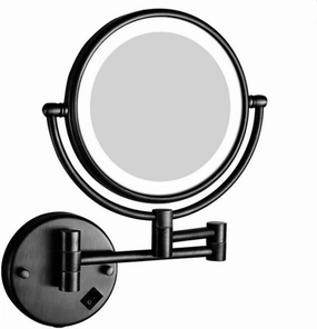 LED Makeup Vanity Mirror,3X Magnification Beauty Mirror Two-Sided Wall Mounted Bathroom Mirror 360°Swivel Extendable Cosmetic Mirror 8inch,Silver(Black)