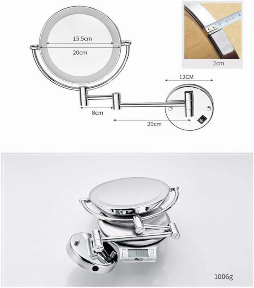 LED Makeup Vanity Mirror,3X Magnification Beauty Mirror Two-Sided Wall Mounted Bathroom Mirror 360° Swivel Extendable Cosmetic Mirror Hardwired connec