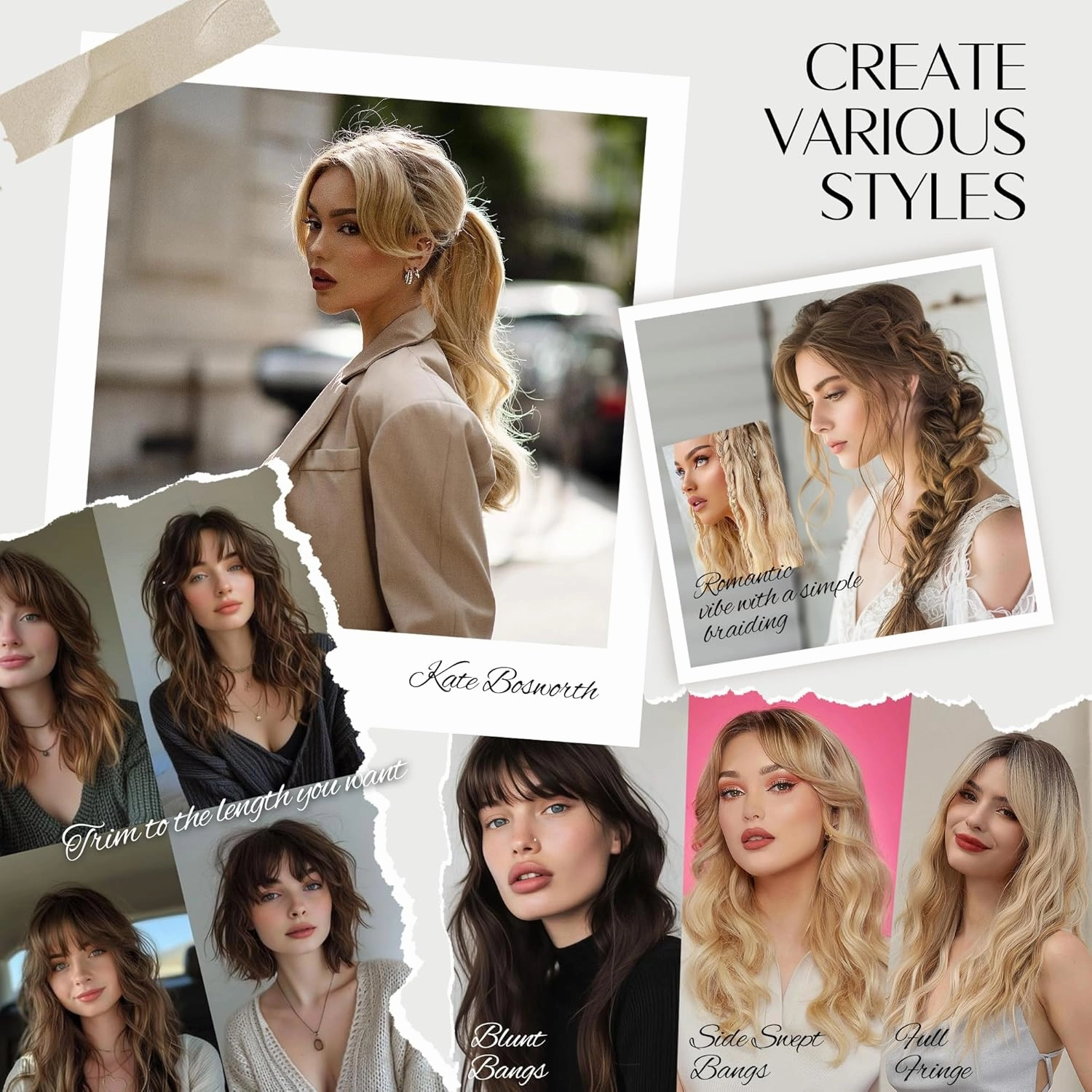 LEEONS Hair Toppers for Women 20-Inch Long Wavy Synthetic Wiglets With Bangs - Clip-in Hair Pieces for Thinning Hair, Balayage Chocolate Brown to Honey Blonde