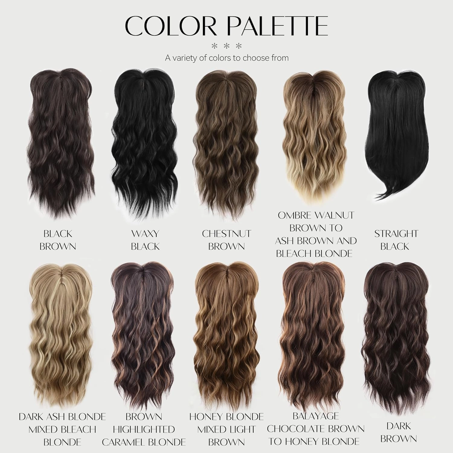 LEEONS Hair Toppers for Women 20-Inch Long Wavy Synthetic Wiglets With Bangs - Clip-in Hair Pieces for Thinning Hair, Balayage Chocolate Brown to Honey Blonde