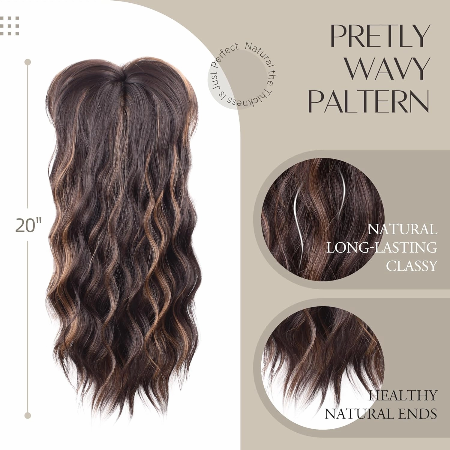 LEEONS Hair Toppers for women for Thinning Hair Synthetic Middle Part Hair Topper Long Wavy Clip in Wiglets with Fringe Bangs Brown Highlighted Caramel Blonde