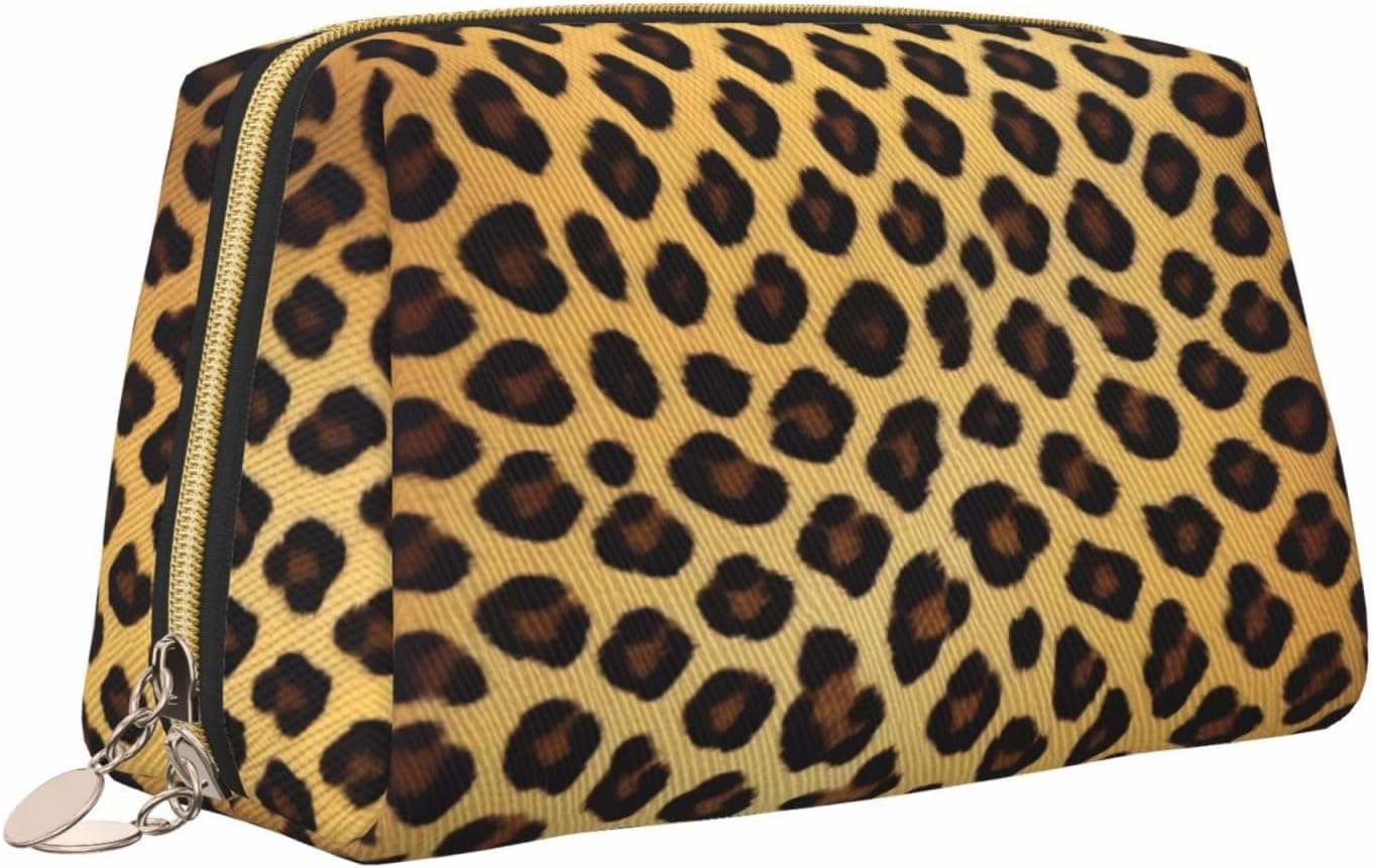 Leopard Pattern Toiletry Pouch, Travel-Friendly Makeup Organizer For Makeup Brushes, Lipsticks