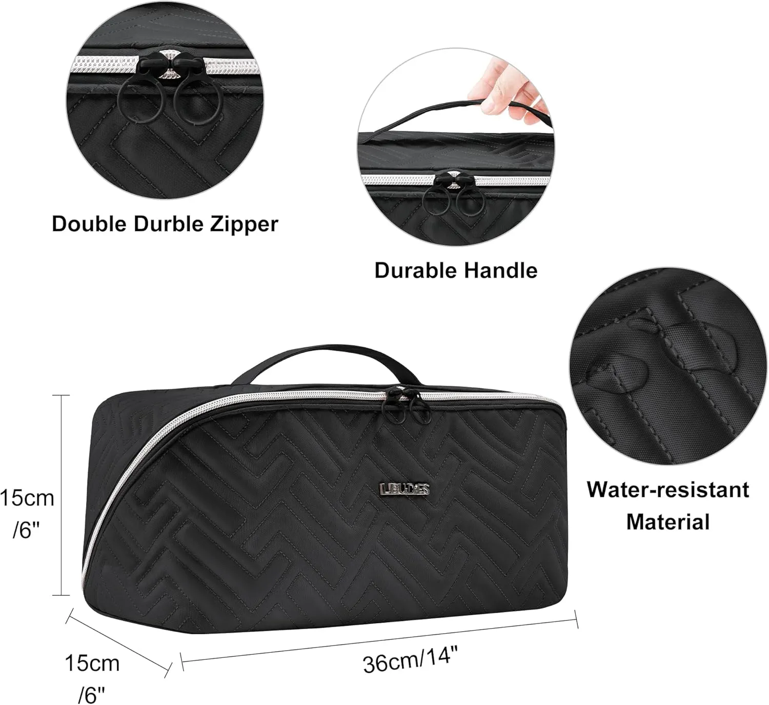 Leudes Hair Tools Travel Bag For Dy son Airwrap Hair Dryer Shark Flex Style Carrying Case Travel Makeup Bag Portable Pouch Open Flat Packing Organizers with Divider and Handle (Black)