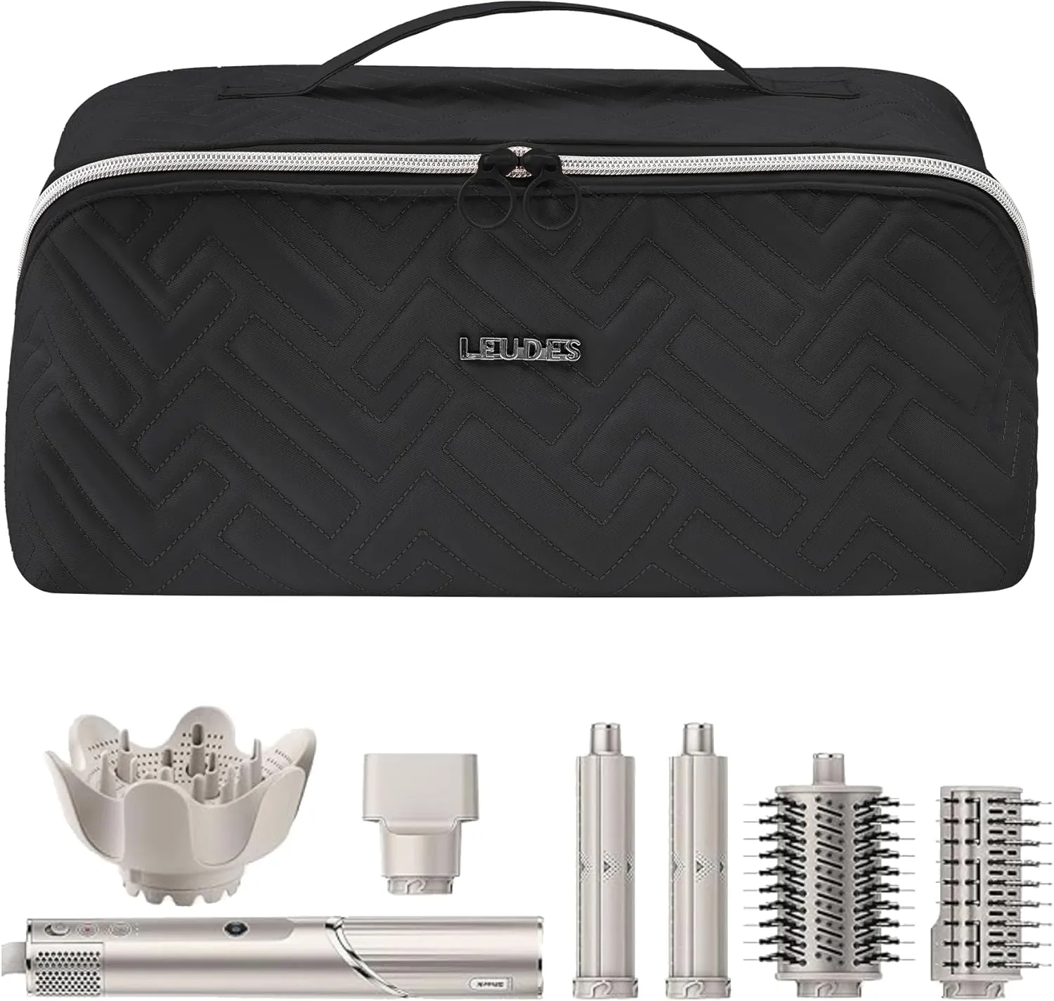 Leudes Hair Tools Travel Bag For Dy son Airwrap Hair Dryer Shark Flex Style Carrying Case Travel Makeup Bag Portable Pouch Open Flat Packing Organizers with Divider and Handle (Black)
