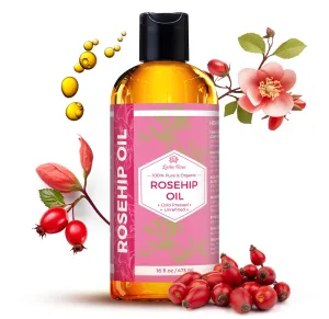 Leven Rose Rosehip Seed Oil for Face 16 oz - Pure Rosehip Oil for Face - Unrefined Cold Pressed Rose hip for Body - Nighttime Face Moisturizer for Hair, Skin & Nails