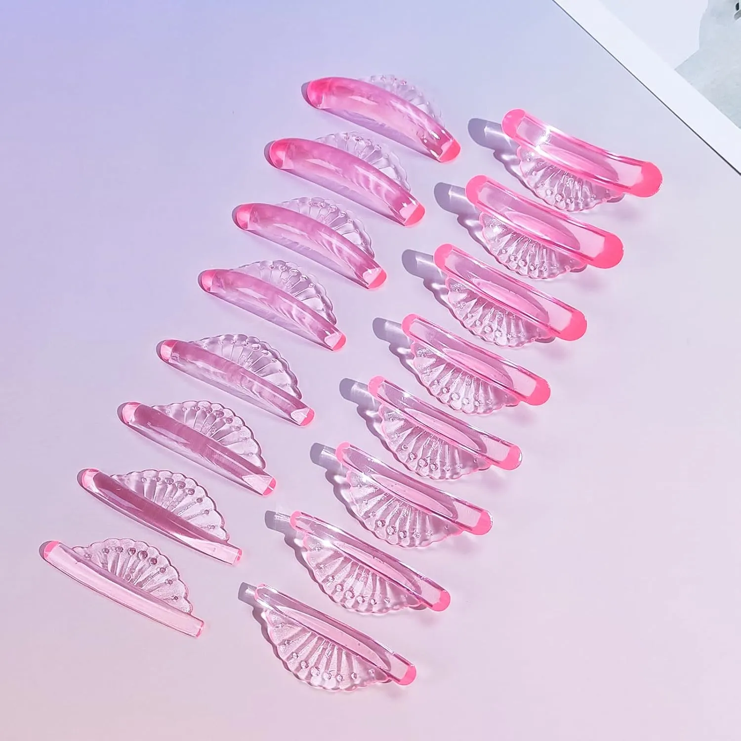 Libeauty Shell Shape Lash Lift Pads 16 Pcs - Super Soft Silicone Eyelash Perm Rods & Shields, Professional Lash Lift Tools (Pink)