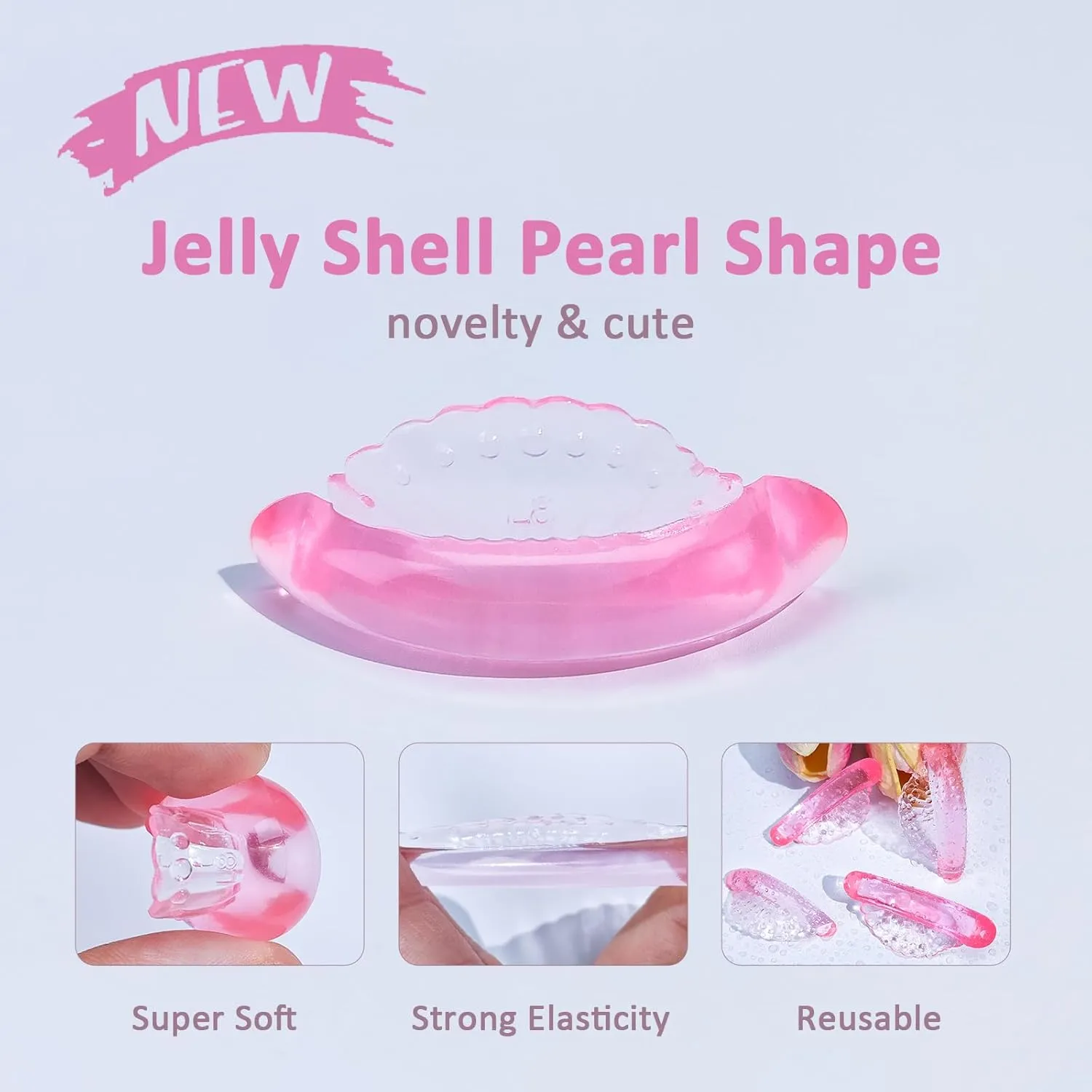 Libeauty Shell Shape Lash Lift Pads 16 Pcs - Super Soft Silicone Eyelash Perm Rods & Shields, Professional Lash Lift Tools (Pink)