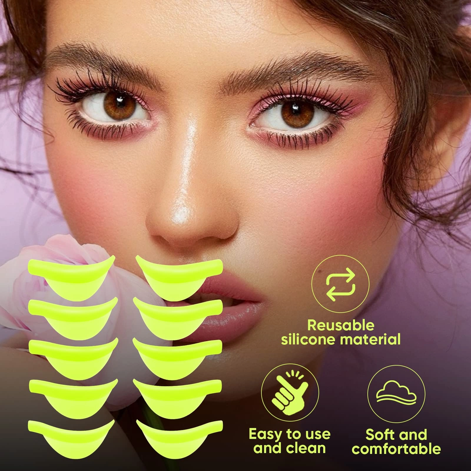 Libeauty Eyelash Lift Shield Lash Perm Pads 10 Pcs Reusable Eyelash Perming Curler Lower Eyelash Pads Lifting Rods