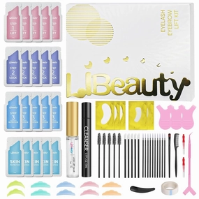 Libeauty Lash Lift Kit Individual Packets and Brow Lamination Kit - Professional Eyelash Perm for DIY at Home, Curls Up to 4 Weeks with Silicone Pads (C Shape)