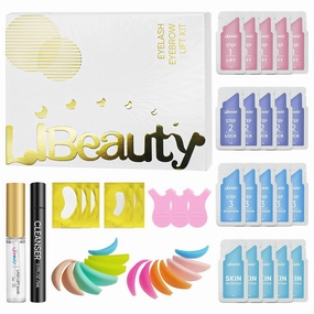 Libeauty Lash Lift Kit Individual Packets and Brow Lamination Kit - Professional Eyelash Perm for DIY at Home, Curls Up to 4 Weeks with Silicone Pads (L Shape)
