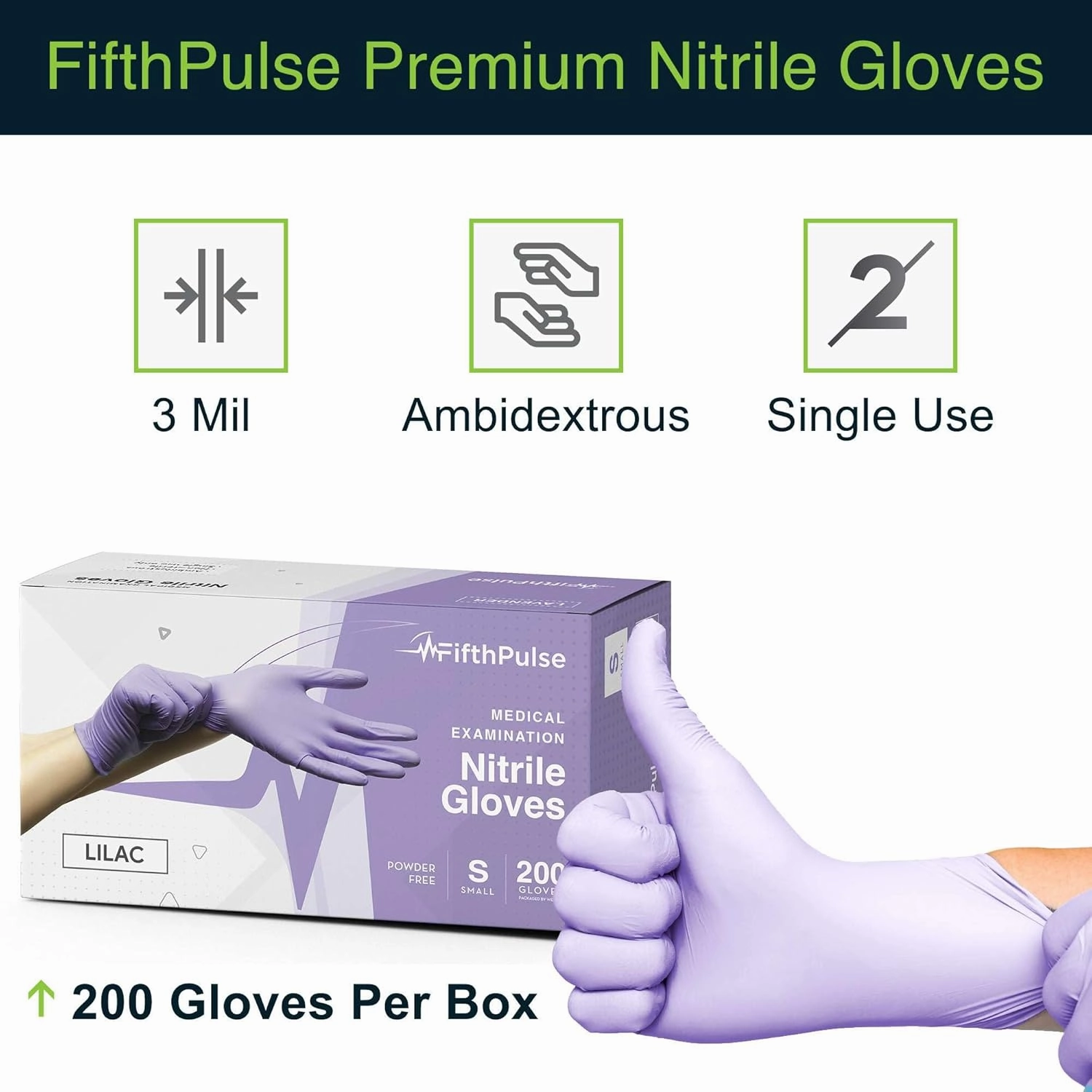 Lilac Nitrile Disposable Gloves - 200 Count - 3 Mil Nitrile Gloves Small - Powder and Latex Free Rubber Gloves - Surgical Medical Exam Gloves - Food Safe Cooking Gloves