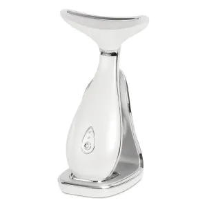 Lily Neck Face Massager, Skin Rejuvenation Beauty Massager, 3-in-1 at-Home Facial Spa Tool, Lifting, Toning and Tightening for a Radiant Appearance (Pearl White)