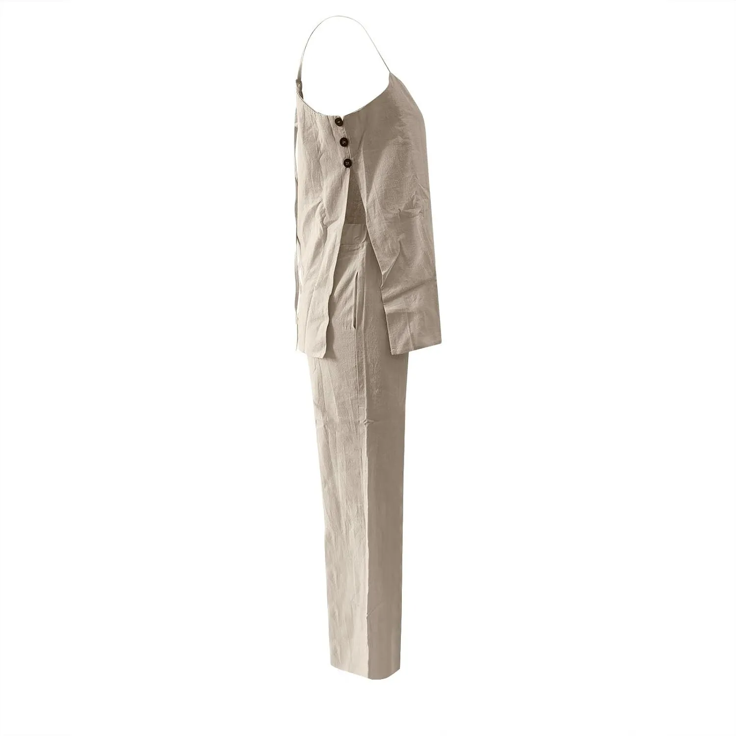 Linen Sets For Women 2 Piece Pants Summer Outfits Matching Lounge Sets Spaghetti Strap Tank Top Pants Sets 2025