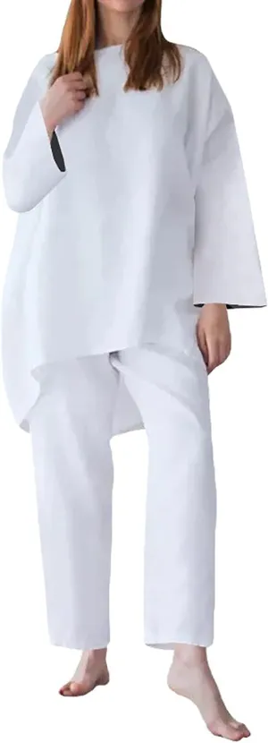 Linen Sets for Women 2 Piece Summer Tracksuit Sets Short Sleeve Tops Long Pants Jogger Lounge Set with Pockets