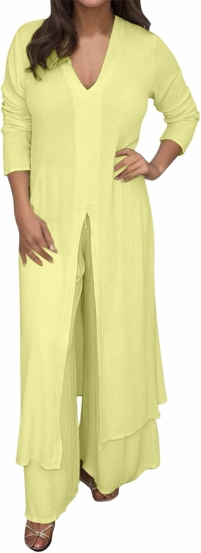 Linen Two Piece Sets for Women 2025 Dressy Matching Summer 2 Piece Loungewear Set Wide Leg Pants Tracksuits