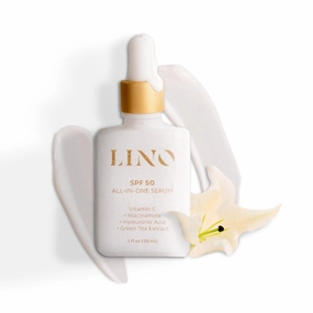 Lino SPF 50 All-In-One Serum | Zinc Oxide Mineral Sun Drops, No White Cast, Anti-Aging, Vitamin C, Hyaluronic acid, Niacinamide
