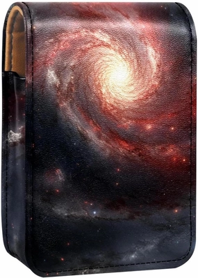 Lipstick Case,Leather Lip Gloss Lipstick Organizer with Mirror,Mini Lipstick Holder Bag,Universe Nebula Galaxy Sky