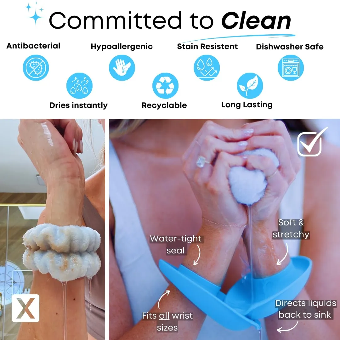 LiquiBands Face Washing Wristbands – Silicone Spa Bands to Catch Water Drips & Keep Sleeves Dry – Vanity Accessory, Esthetician Essential, & Teen Gift for Skincare Routine (Sage Green, 1 Pair)