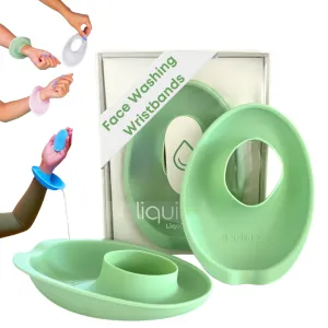 LiquiBands Face Washing Wristbands – Silicone Spa Bands to Catch Water Drips & Keep Sleeves Dry – Vanity Accessory, Esthetician Essential, & Teen Gift for Skincare Routine (Sage Green, 1 Pair)