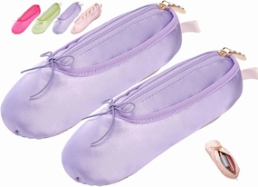 Litex Ballet Slipper Makeup Bag，Small Cosmetic Bag for Trip Portable Cosmetic Travel Bag, Suitable for Storing Lipstick, Eyebrow and Eyeliner, Gift for Dancers Cosmetic Organizer Bag (Purple *2pcs)