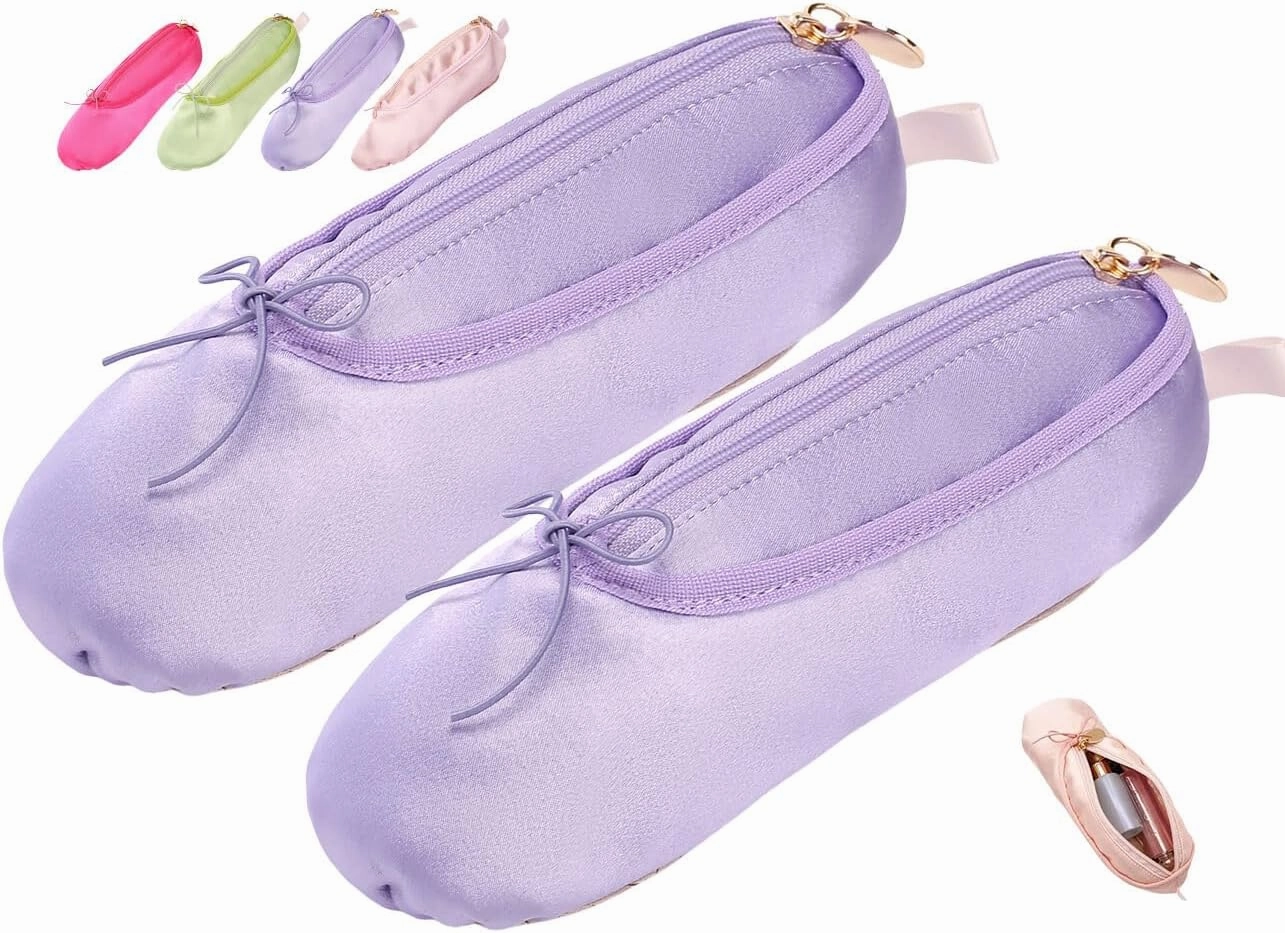 Litex Ballet Slipper Makeup Bag，Small Cosmetic Bag for Trip Portable Cosmetic Travel Bag, Suitable for Storing Lipstick, Eyebrow and Eyeliner, Gift for Dancers Cosmetic Organizer Bag (Purple *2pcs)