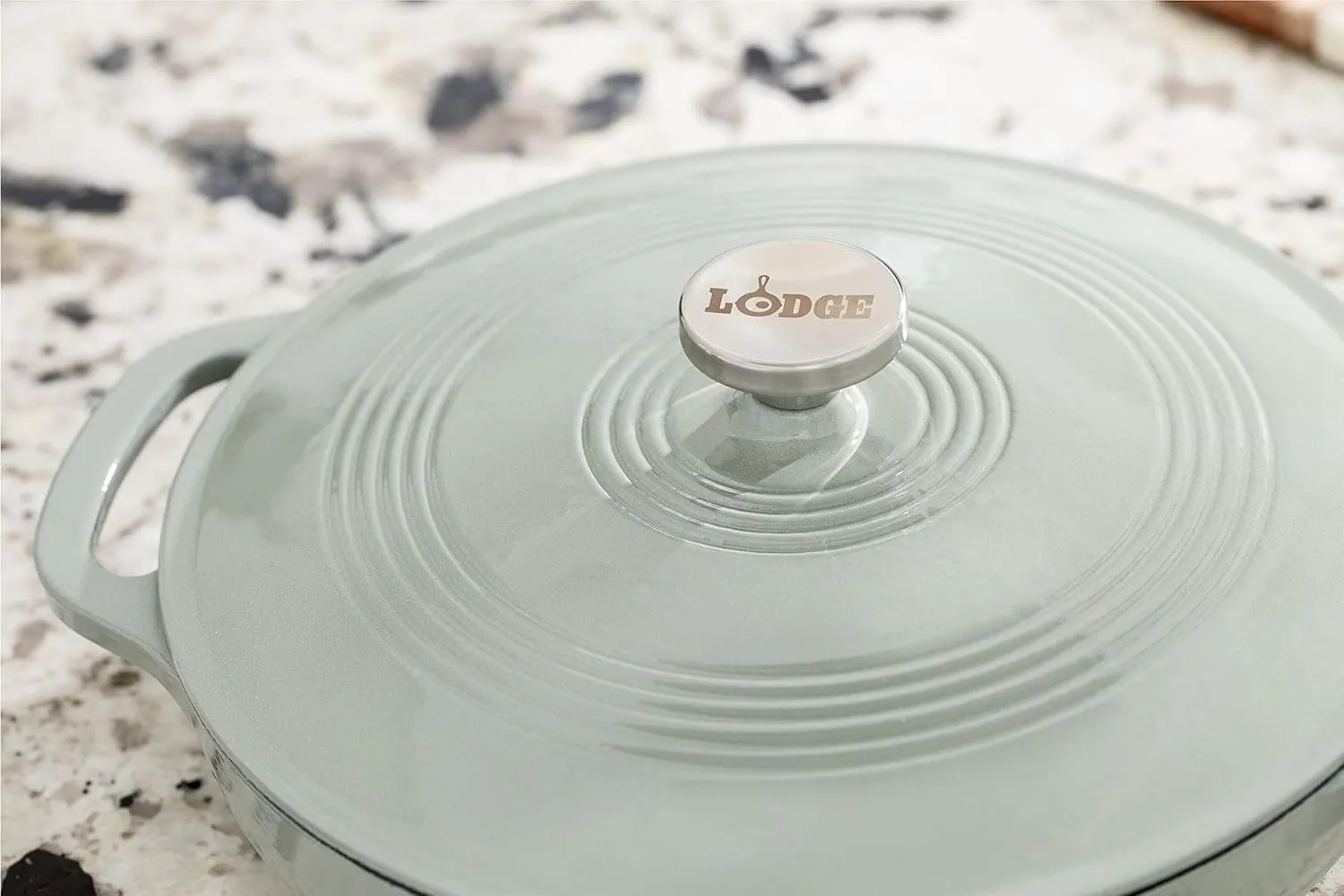 Lodge 3.6 Quart Enameled Cast Iron Covered Casserole with Lid – Dual Handles – Oven Safe up to 500° F or on Stovetop - Use to Marinate, Cook, Bake, Refrigerate and Serve – Desert Sage