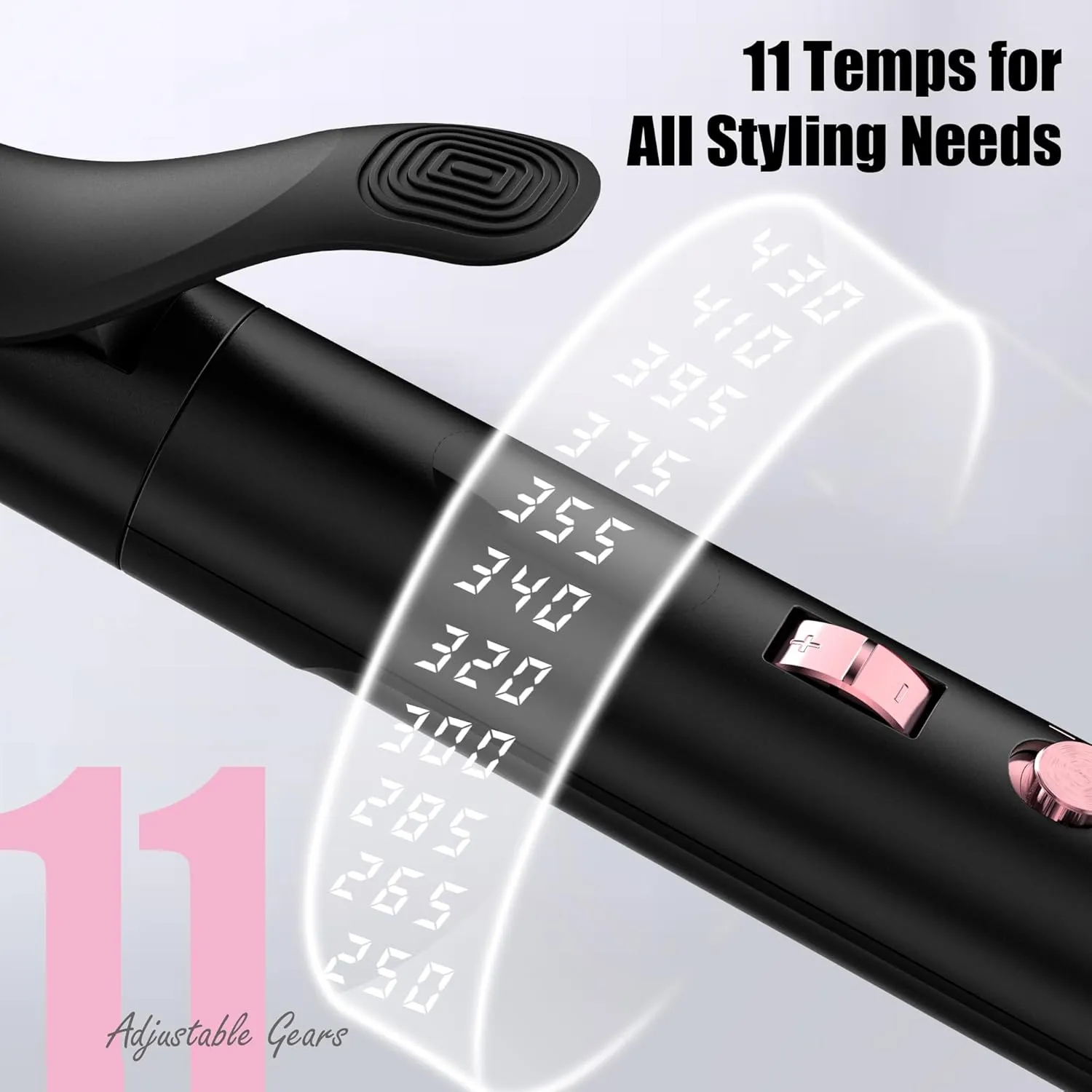Long Barrel Curling Iron 1 Inch, Ceramic Curling Iron for Thin Hair, Infused Argan Oil & Keratin, Long Lasting Styling, 11 Adjustable Temp, Include Clips & Silicone Pad