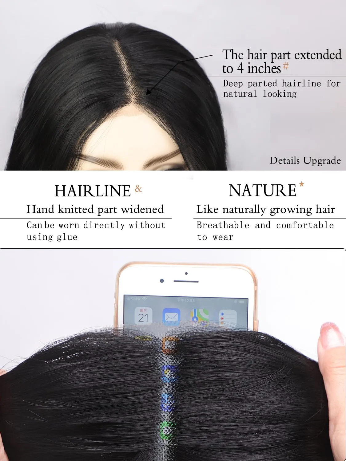 Long Black Wigs for Women, Black Curly Wavy Wig, 26 Inch Natural Looking Women's Charming Synthetic Middle Part Heat Resistant Fiber Wig for Daily Party Use