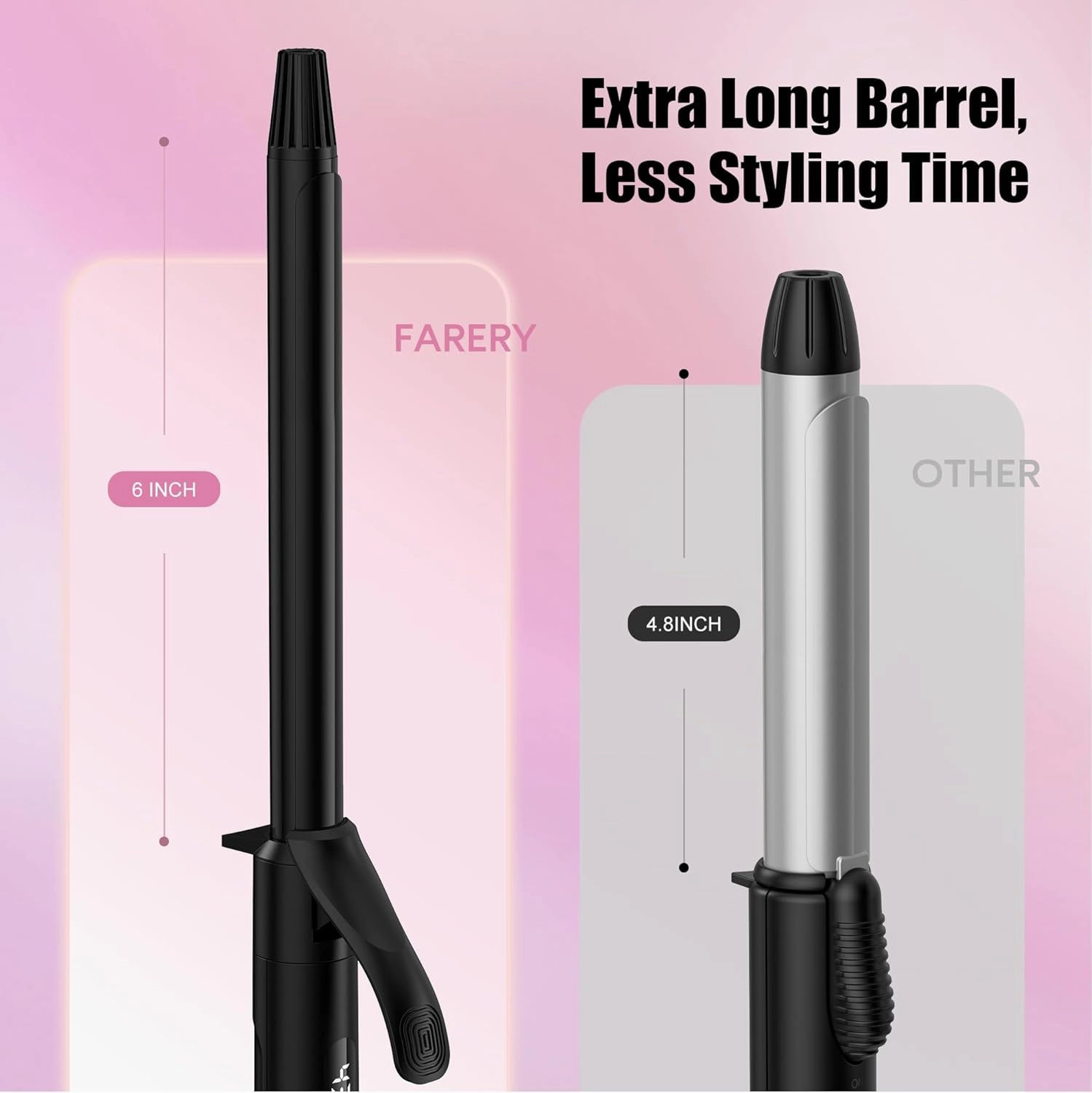 Long Barrel Curling Iron 3/4 Inch, Extra Long Curling Iron for Tight Curls, Ceramic Curling Wand Infused Argan Oil & Keratin, Long Lasting, 11 Adjustable Temp, Include Clips & Silicone Pad