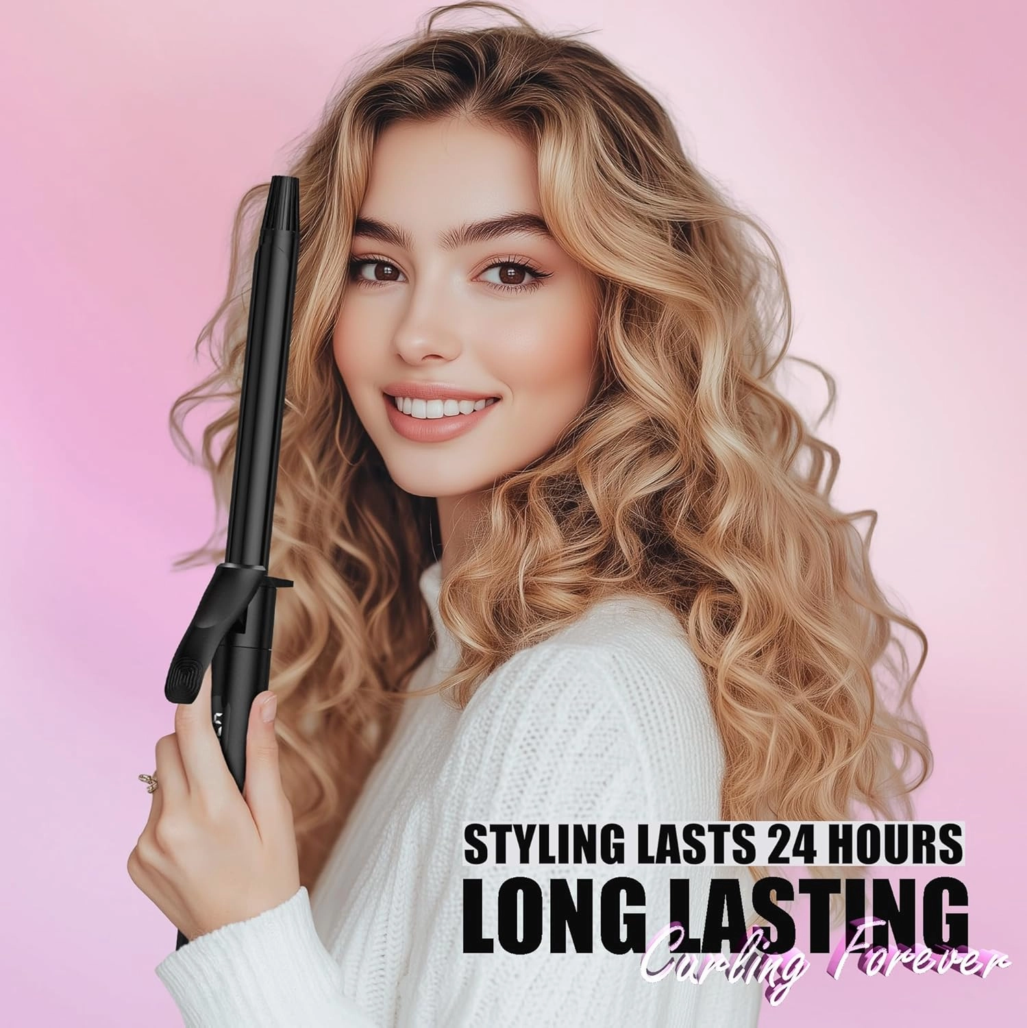 Long Barrel Curling Iron 3/4 Inch, Extra Long Curling Iron for Tight Curls, Ceramic Curling Wand Infused Argan Oil & Keratin, Long Lasting, 11 Adjustable Temp, Include Clips & Silicone Pad