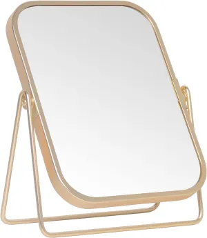 LONGSHENG - SINCE 2001 - Gold Tabletop Makeup Mirror Double Side Square Vanity Mirror Desk Mirror for Home Bathrom
