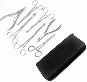 Lot OF 8 Pieces Body Piercing Tool-Set With/Case Bead Tweezers, Sponge Forceps, Pennington Forceps, Ring Opening & Closing Pliers by G.S Online Store