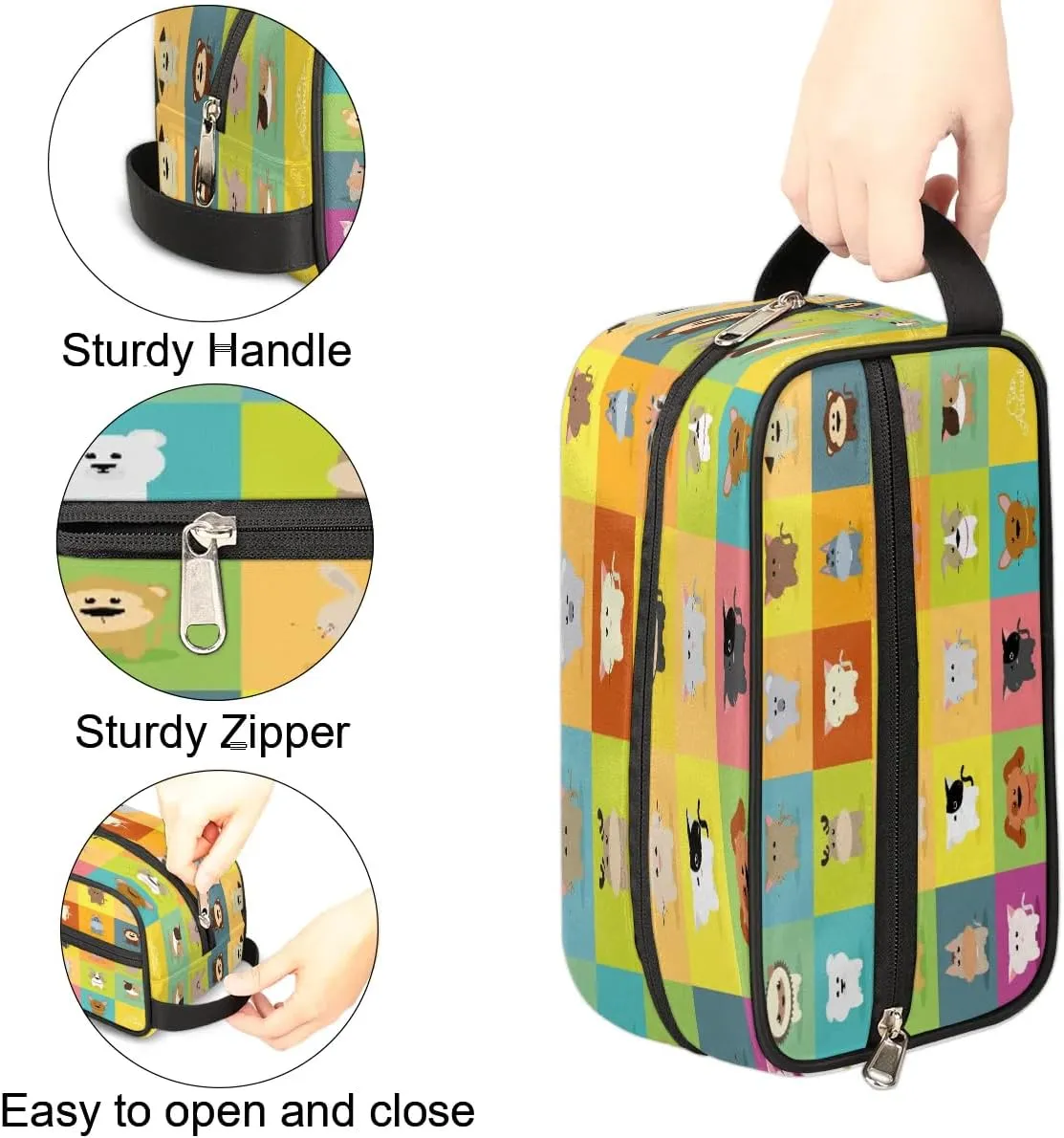 Lovely Animals Travel Toiletry Bag for Women Men Small Cosmetic Makeup Organizer Water Resistant Shaving Bag Portable Make Up Bag Storage Bags with Handle