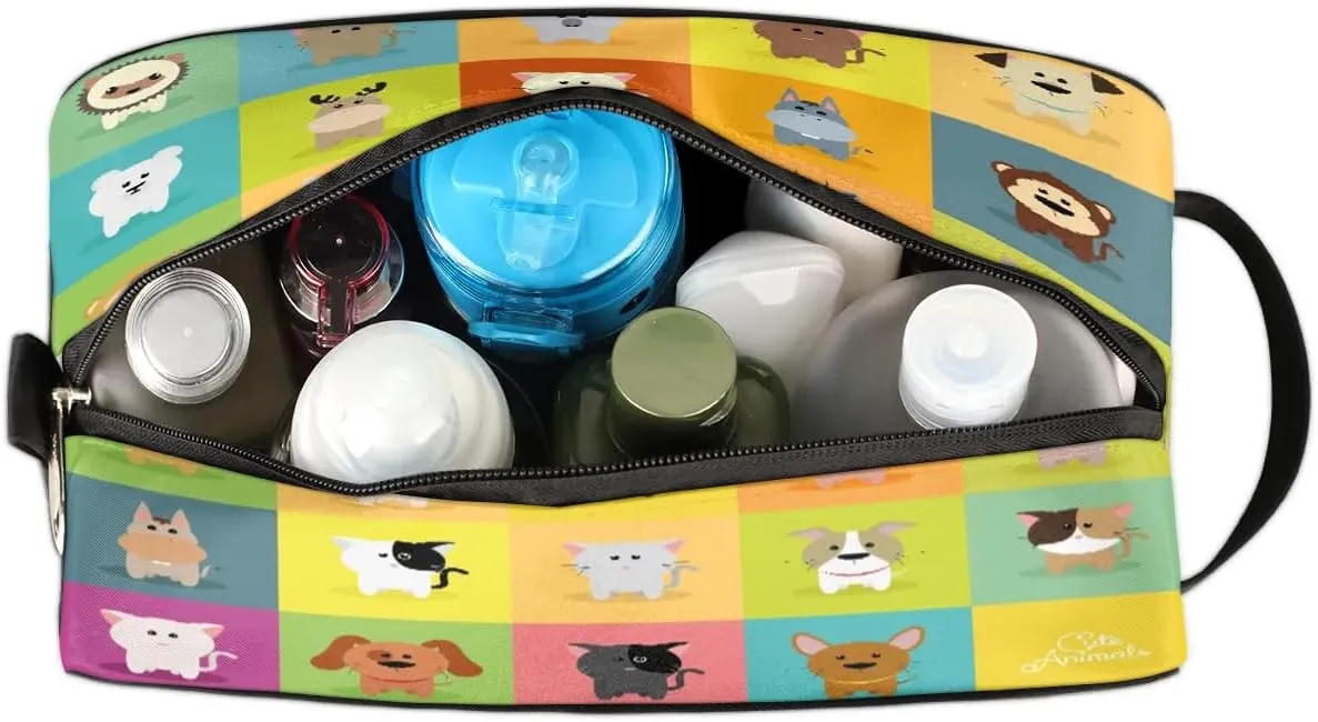 Lovely Animals Travel Toiletry Bag for Women Men Small Cosmetic Makeup Organizer Water Resistant Shaving Bag Portable Make Up Bag Storage Bags with Handle