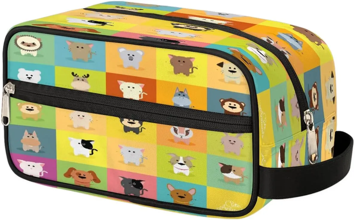 Lovely Animals Travel Toiletry Bag for Women Men Small Cosmetic Makeup Organizer Water Resistant Shaving Bag Portable Make Up Bag Storage Bags with Handle