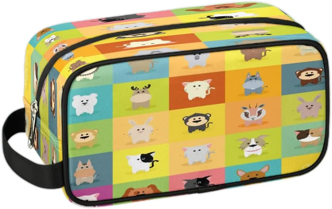 Lovely Animals Travel Toiletry Bag for Women Men Small Cosmetic Makeup Organizer Water Resistant Shaving Bag Portable Make Up Bag Storage Bags with Handle