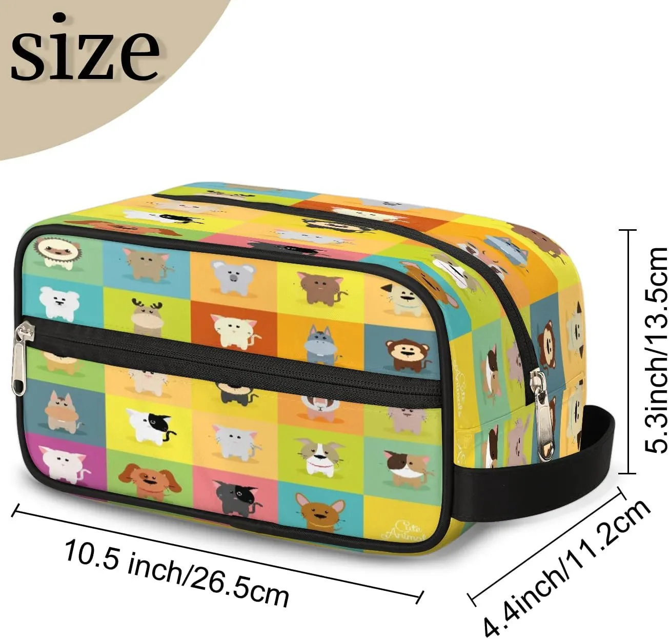 Lovely Animals Travel Toiletry Bag for Women Men Small Cosmetic Makeup Organizer Water Resistant Shaving Bag Portable Make Up Bag Storage Bags with Handle