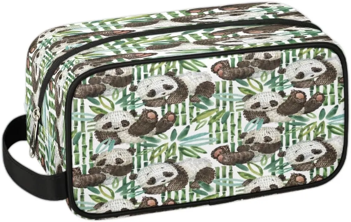 Lovely Panda Travel Toiletry Bag for Women Men Small Cosmetic Makeup Organizer Water Resistant Shaving Bag Portable Make Up Bag Storage Bags with Handle