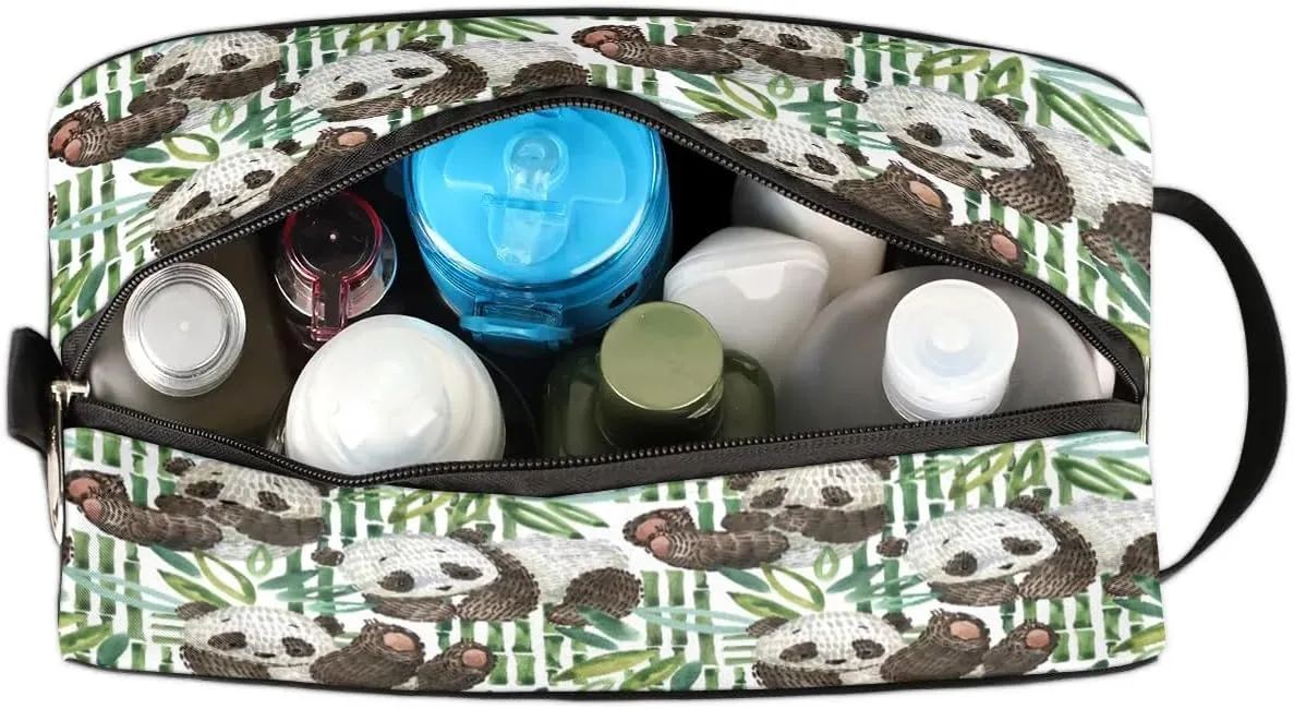 Lovely Panda Travel Toiletry Bag for Women Men Small Cosmetic Makeup Organizer Water Resistant Shaving Bag Portable Make Up Bag Storage Bags with Handle