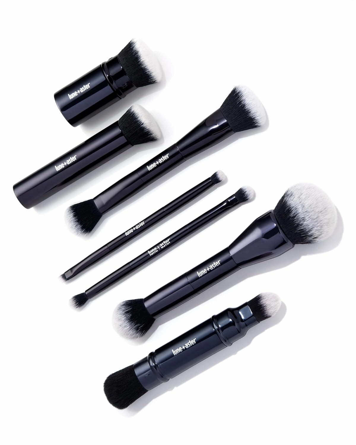 Lune Aster Complexion Duo Brush - Multi-tasking, dual-ended vegan complexion brush