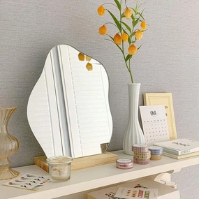 LUOZZY Irregular Aesthetic Vanity Mirror Asymmetric Mirror Table Mirror for Makeup Mirror Irregular Vanity Mirror (Medium)