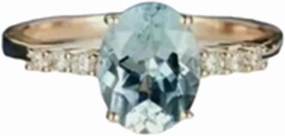 Luxury 2CT Oval Cut Aquamarine Engagement Ring for Women | 14K Yellow Gold Plated with Dazzling Diamond Accents | Elegant Birthstone Jewelry | Perfect for Anniversary, Birthday & Special Occasions
