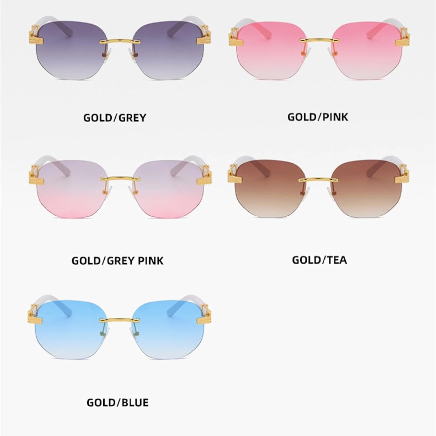 Luxury Rimless Sunglasses Women Men Fashion Vintage Small Sun Glasses Travel Driving Eyewear Shades Uv400
