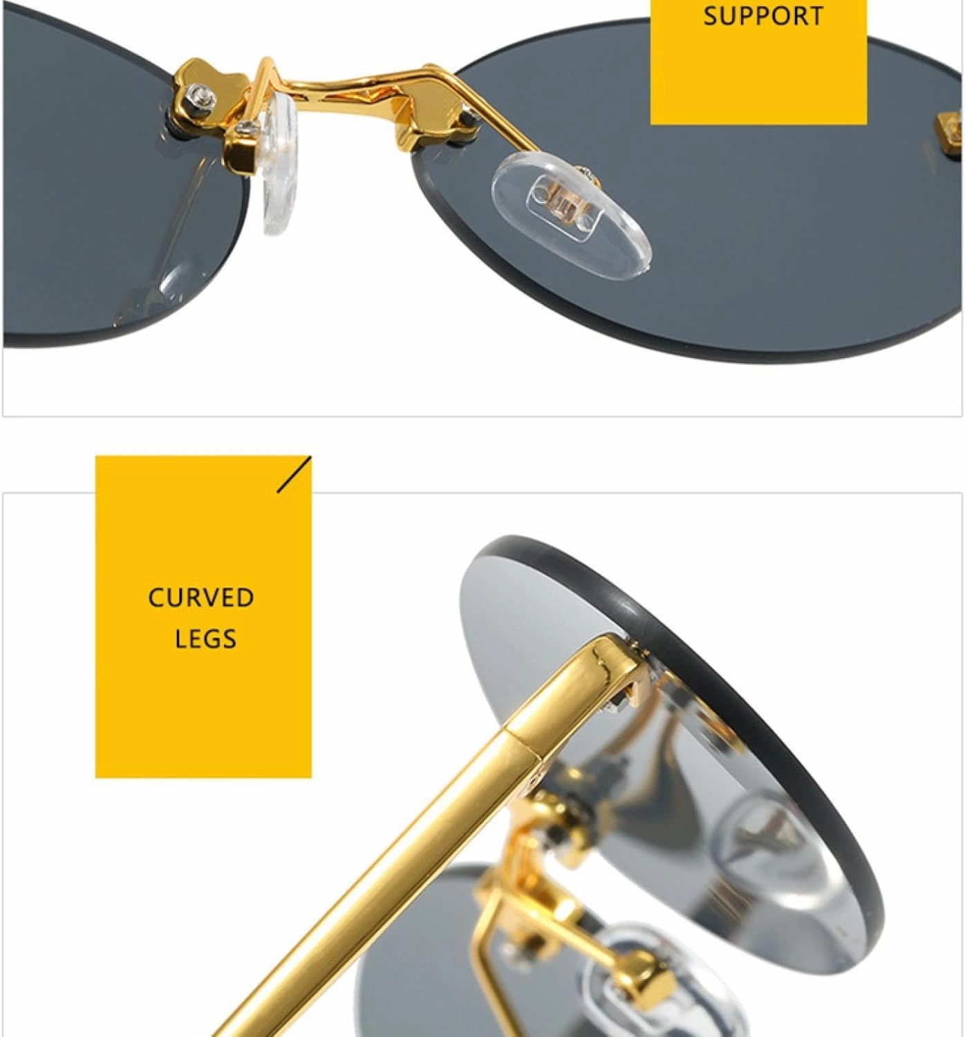 Luxury Trendy Rimless Retro Oval Sunglasses Women Uv400 Punk Sunglass Men Shade Driving Eyewear