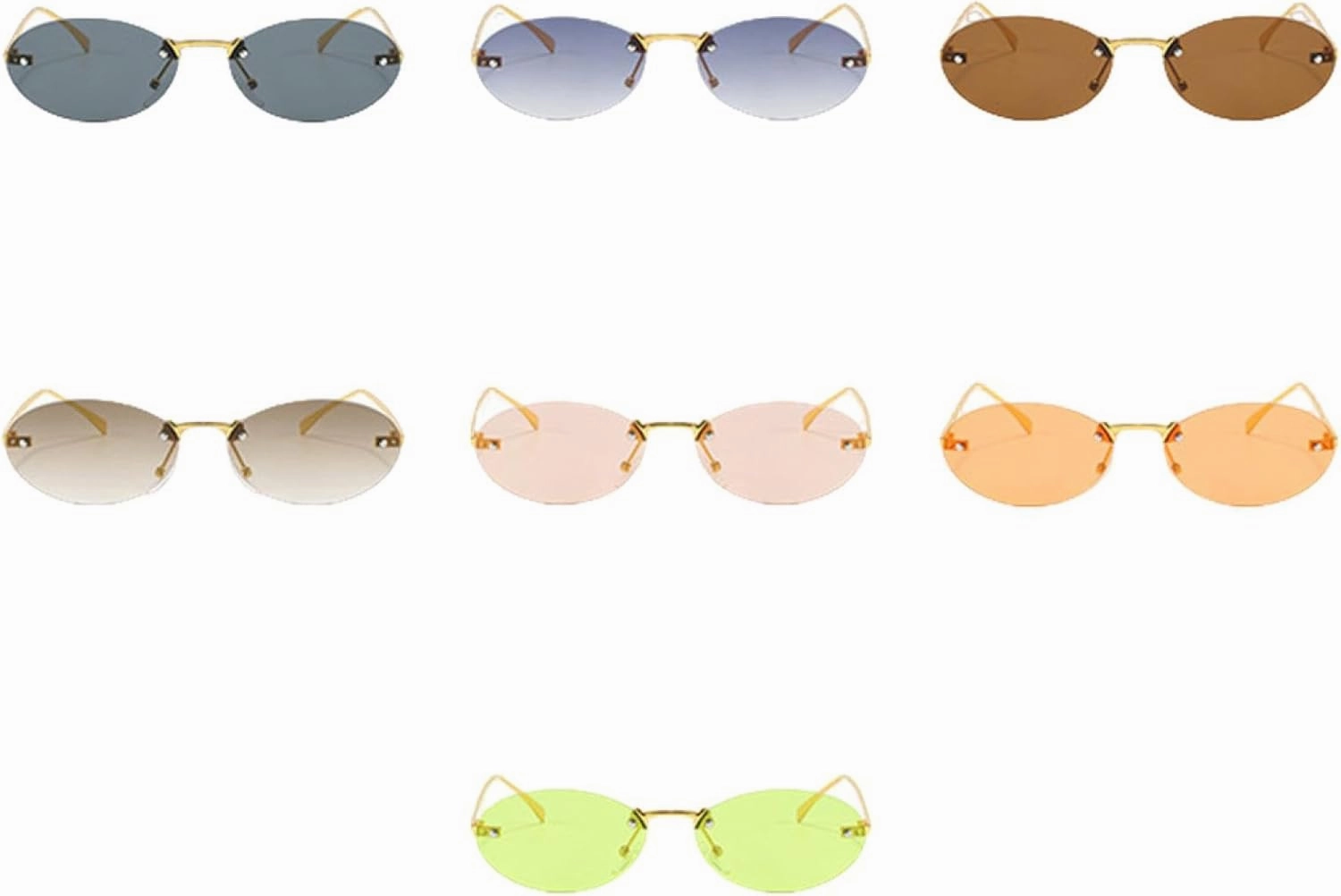 Luxury Trendy Rimless Retro Oval Sunglasses Women Uv400 Punk Sunglass Men Shade Driving Eyewear